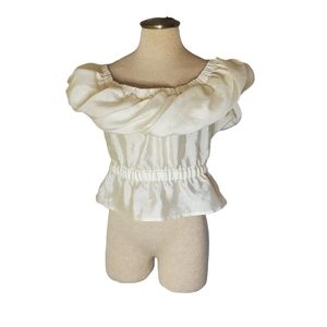 TOPSHOP Puffed Sleeve Poplin Ruffled Blouse NWT